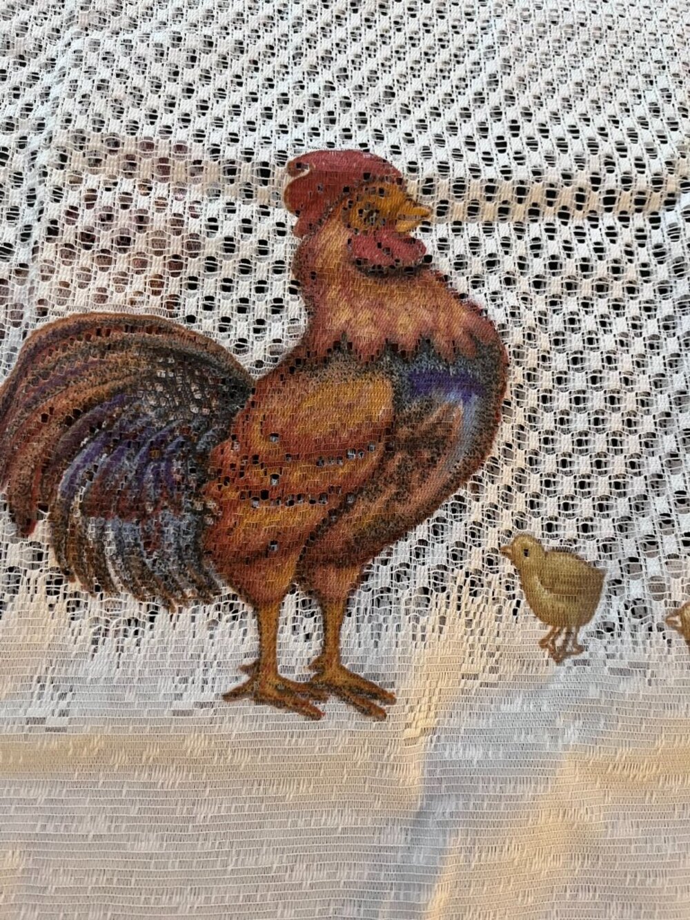 Vintage Rooster Kitchen Curtain Tier Valance Set, New in Package Y2K Deadstock